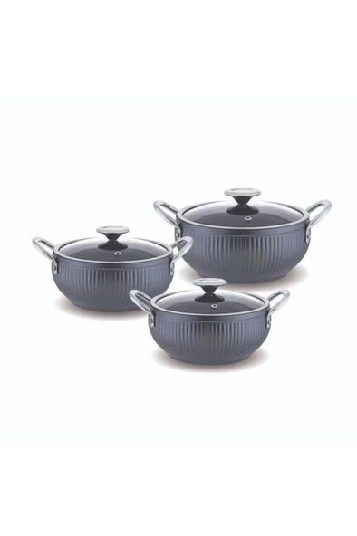 FMS GM5004 Granit Mercan 3lü Güveç Set Gri ürün görseli 1