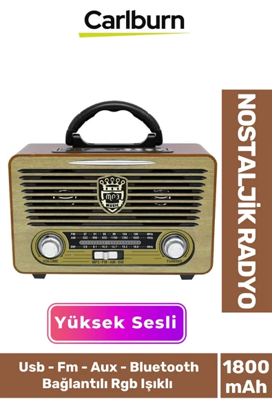 Kaliteli Yüksek Sesli Retro Nostalji Bluetooth Bağlantılı Usb Sd Kart Radyo Mp3 Player Müzik Kutusu ürün görseli 1