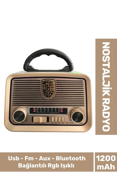 Yüksek Sesli Fiş Priz Şarjlı & Pilli Fm Bluetooth Usb Mp3 Aux TF Sd Dekoratif Nostaljik Radyo ürün görseli 1