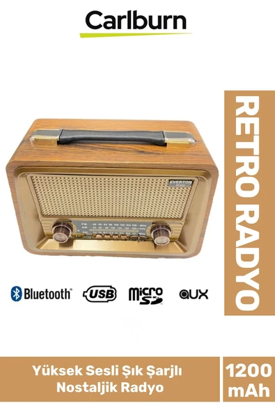 Yüksek Sesli Retro Şık Şarjlı Bluetooth Müzik Çalar Usb Sd Aux Fm Radyo Nostaljik Müzik Kutusu ürün görseli 1