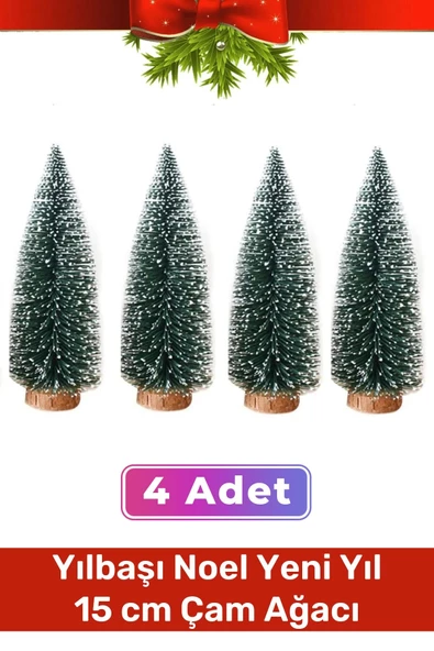 Mini Çam Masaüstü Minyatür Dekorasyon Küçük Süs Kar Yeni Yıl Noel Yapay Sedir Ağacı 15cm 4 Adet ürün görseli 1