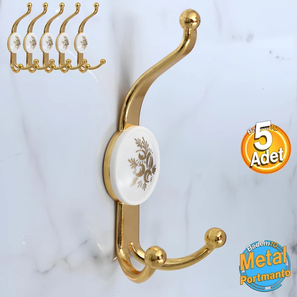 5 Adet Gold Altın Askı Dolap Askılık Askılığı Banyo Mutfak Askısı Duvar Kapı Elbise Kıyafet Vestiyer ürün görseli 1