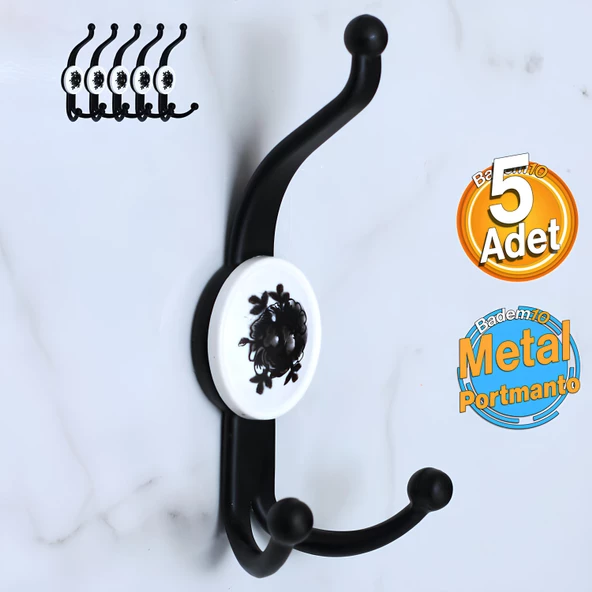 5 Adet Boncuk Siyah Dolap Askılık Askılığı Banyo Mutfak Askısı Duvar Kapı Elbise Kıyafet Vestiyer ürün görseli 1