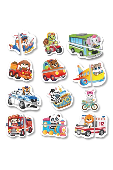 12-36 Ay İlk Magnet Puzzle - Taşıtlar - Resim 3