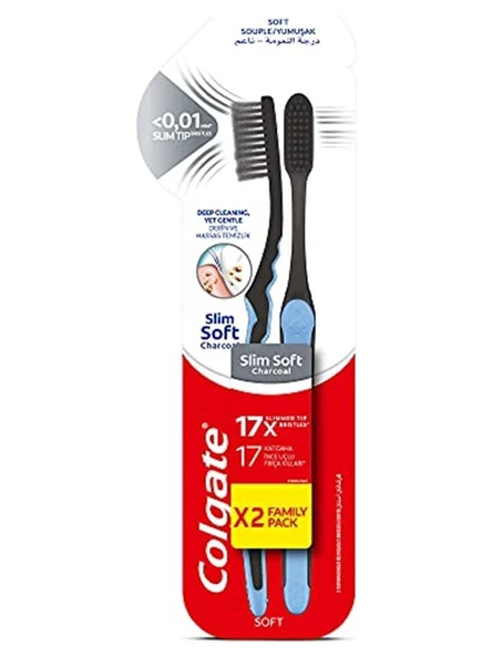 Colgate Mikro Ince Charcoal Derin ve Hassas Temizlik Yumuşak Diş Fırçası 2 Li Diş Fırçası ürün görseli 1