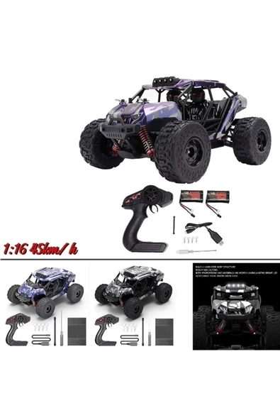 ELEKTRİKLİ RC 1:16 ÖLÇEK SERVO MOTOR MEGA ARAZİ ARACI SPOR ARAÇ 45 KM HIZ RC ARAÇ ürün görseli 1