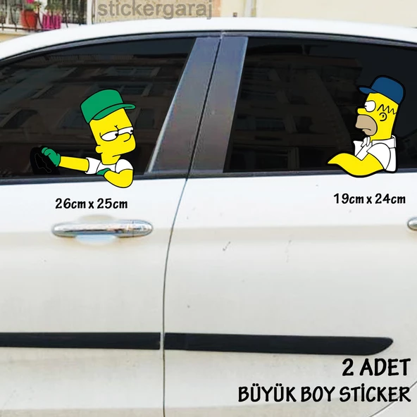 oto cam sticker - tuning modifiye tarzı 2 li çizgi film karekterleri ürün görseli 1