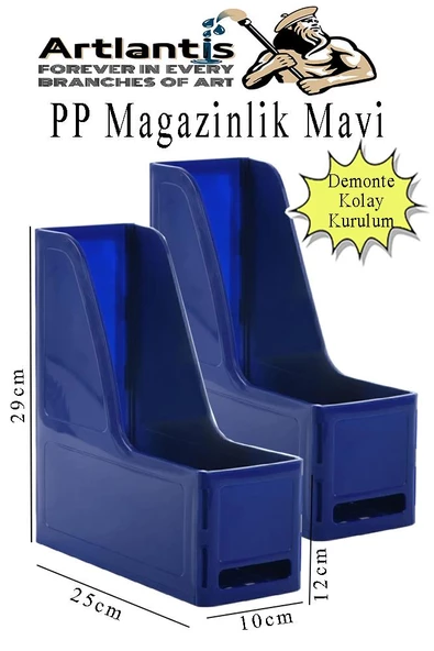 Mavi Magazinlik Demonte Plastik 2 Adet Plastik Kutu Klasörü Magazinlik A4 Dosya ve Masa Düzenleyici Sınıf Ev Ofis ürün görseli 1