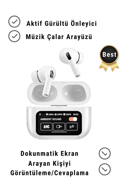 IPhone12/Mini/Pro/Promax Uyumlu ANC Dokunmatik Oled Ekran Arama Yanıtlama Bluetooth TWS Kulaklık ürün görseli 1