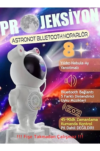 Astronot Model Galaxy Yansıtmalı Bluetooth Kumanda Kontrol Hoparlör ürün görseli 1