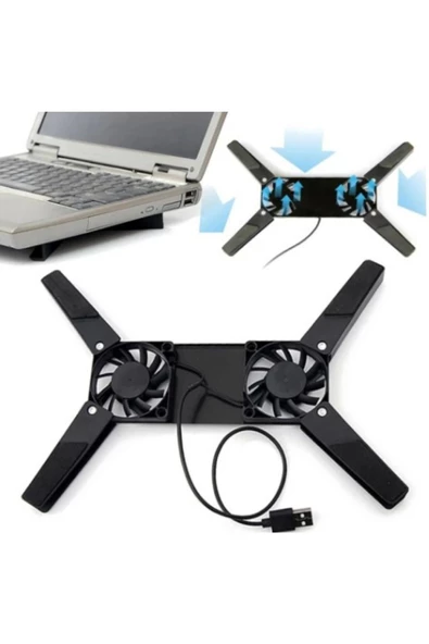 Özel Üretim Çift Fanlı Katlanabilir Laptop Soğutucu Tüm Modellerle Uyumlu ürün görseli 1