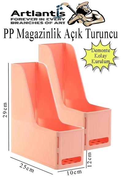 Açık Turuncu Magazinlik Demonte Plastik 2 Adet Plastik Kutu Klasörü Magazinlik A4 Dosya ve Masa Düzenleyici Sınıf Ev Ofis ürün görseli 1