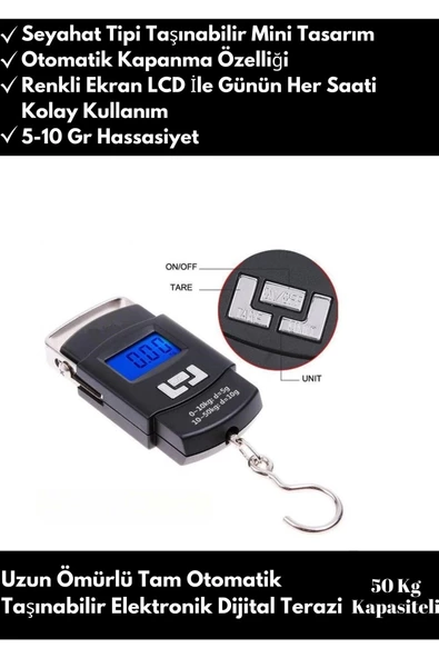 Digital Portable Scale 50 kg Kapasiteli El Tartısı Dijital Renkli LCD Ekranlı Kantar Terazi ürün görseli 1