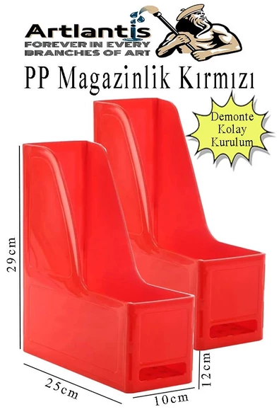 Kırmızı Magazinlik Demonte Plastik 2 Adet Plastik Kutu Klasörü Magazinlik A4 Dosya ve Masa Düzenleyici Sınıf Ev Ofis ürün görseli 1