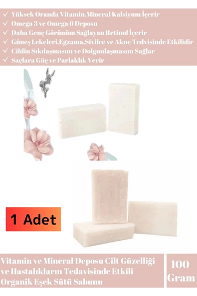 Özel Üretim Doğal Bitkisel Saç Yüz Vücut El Cilt Güzelleştirici Mucizevi Eşek Sütü Sabunu 1 Adet ürün görseli 1