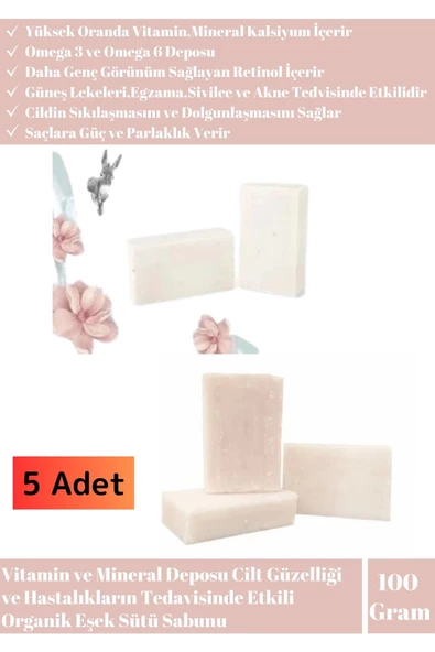 Özel Doğal Üretim Organik Bitkisel Saç Yüz Vücut El Cilt Onarıcı Mucizevi Eşek Sütü Sabunu 100gr ürün görseli 1