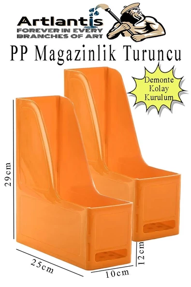 Turuncu Magazinlik Demonte Plastik 2 Adet Plastik Kutu Klasörü Magazinlik A4 Dosya ve Masa Düzenleyici Sınıf Ev Ofis ürün görseli 1