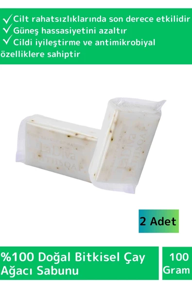 Özel Üretim %100 Doğal Cilt Sorunlarında Etkili Cilt Yüz Saç Vücut Bitkisel Çay Ağacı Sabunu 2 Adet ürün görseli 1