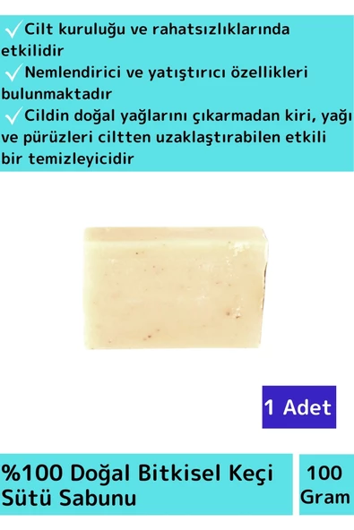 Özel Üretim %100 Saf Doğal Cilt Dostu Yüz Cilt Saç Vücut Kullanımı Bitkisel Keçi Sütü Sabunu 1 Adet ürün görseli 1