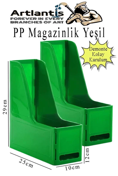 Yeşil Magazinlik Demonte Plastik 2 Adet Plastik Kutu Klasörü Magazinlik A4 Dosya ve Masa Düzenleyici Sınıf Ev Ofis ürün görseli 1