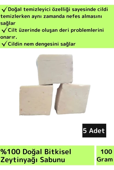 Bitkisel Cilt Nemlendirici Zeytinyağı Sabunu Doğal Üretim Tüm Cilt Tipleri İçin Uygun 5 Adet ürün görseli 1
