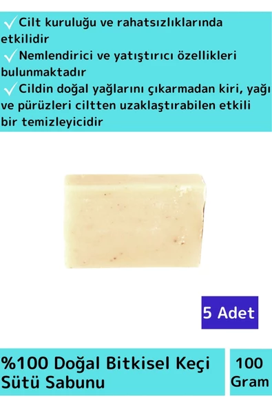 Bitkisel Keçi Sütü Sabunu Doğal Üretim Tüm Cilt Tipleri İçin Uygun 5 Adet ürün görseli 1