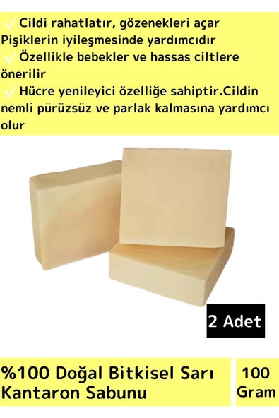 Bitkisel Sarı Kantaron Sabunu Doğal Üretim Tüm Cilt Tipleri İçin Uygun 2 Adet ürün görseli 1
