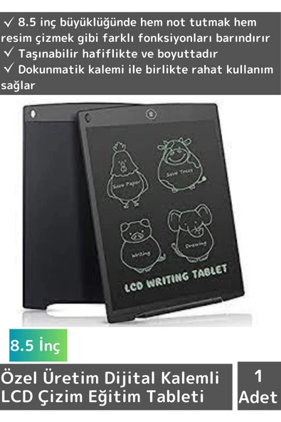 Özel Seri Dijital Kalemli Çocuk Eğitim Tableti Grafik Ders Not Ödev Resim LCD Writing Tablet Siyah ürün görseli 1