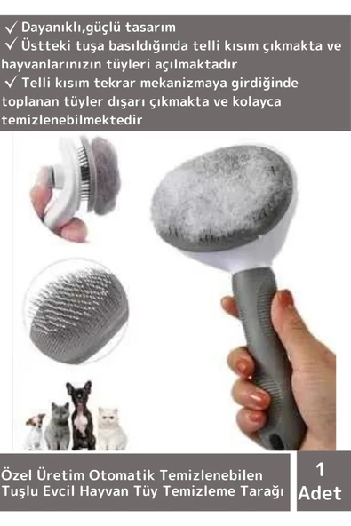 Özel Üretim Sağlam Otomatik Temizlenebilen Masaj Etkili Tuşlu Kedi Köpek Tüy Toplama Fırçası ürün görseli 1
