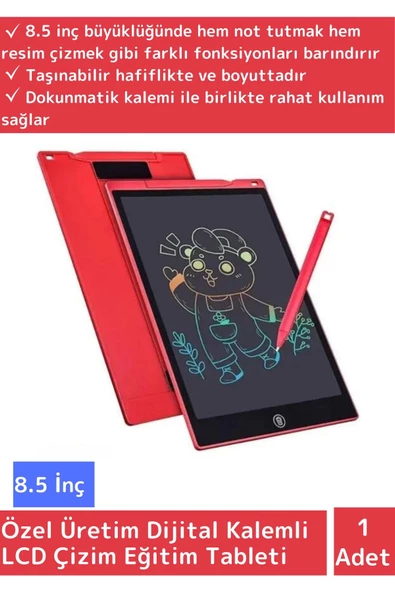 Özel Seri Dijital Kalemli Çocuk Eğitim Tableti Grafik Ders Not Ödev Resim LCD Writing Tablet Kırmızı ürün görseli 1