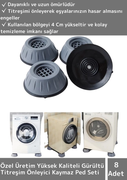 Özel Üretim Titreşim Önleyici Kaydırma Çamaşır Makinesi Mobilya Sabitleyici Ayak 8'li Set ürün görseli 1