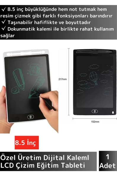 Premium Dijital Kalemli Çocuk Eğitim Tableti Grafik Ders Not Resim LCD Writing Tablet Beyaz Uyumlu ürün görseli 1