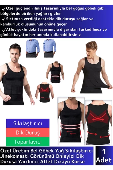 Özel Üretim Göbek Bel Göğüs Jinekomasti Görünüm Engelleyici Erkek Dik Duruş Sıkılaştırıcı Korse M ürün görseli 1