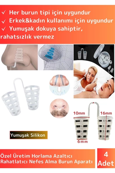 Özel Üretim Burun Delik Horlama Önleyici Rahatlatıcı Etkili Burun Delik Aparatı 4'lü ürün görseli 1