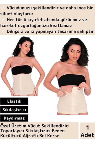 Özel Üretim 2 Beden İncelten Şekillendirici Toparlayıcı Sıkılaştırıcı Ağraflı Ten S/M Bel Korse ürün görseli 1