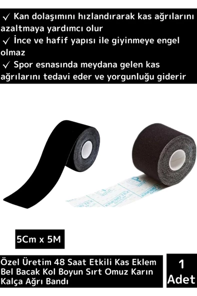 Özel Hızlı Etkili Büyük Boy Kas Eklem Bel Bacak Kol Boyun Sırt Omuz Karın Kalça Ağrı Bandı Siyah ürün görseli 1