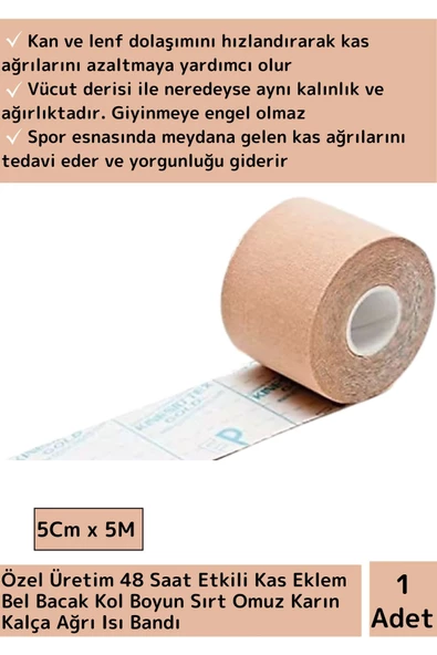 Premium Hızlı Etkili Büyük Boy Kas Eklem Bel Bacak Kol Boyun Sırt Omuz Karın Kalça Ağrı Bandı Ten ürün görseli 1