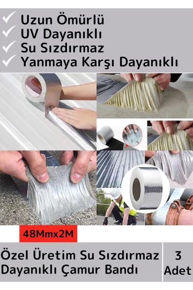 Özel Üretim Su Geçirmez Isıya Dayanıklı Alüminyum Ultra Güçlü Tamir Bandı Çamur Bant 3 Adet ürün görseli 1