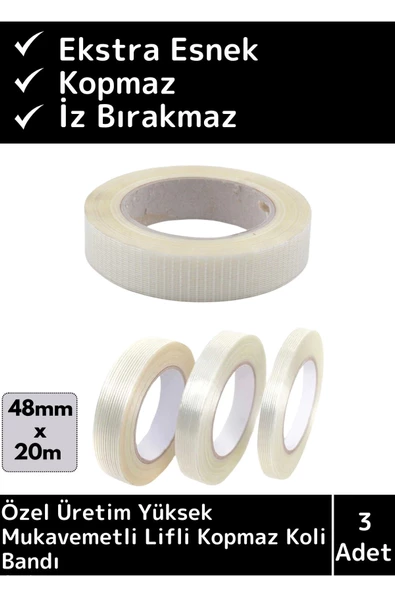 Premium Seri İz Bırakmaz Yüksek Mukavemetli Çok Güçlü Lifli Kopmaz Koli Bandı 1 Adet ürün görseli 1