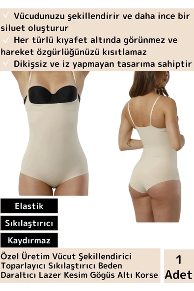 Özel Model Sıkılaştırıcı Toparlayıcı Beden Daraltıcı Lazer Kesim Gögüs Altı Body Korse Ten S/M ürün görseli 1