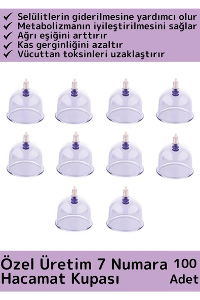 Özel Üretim Yüksek Kaliteli Selülit Çatlak Giderici Vakumlu 7 Numara Hacamat Kupası 100 Adet ürün görseli 1
