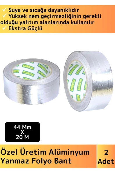 Premium Seri Suya Sıcaklığa Dayanıklı Tamir Soba Boru Yama Alüminyum Yanmaz Folyo Bant 44Mm-20Mt 2Ad ürün görseli 1