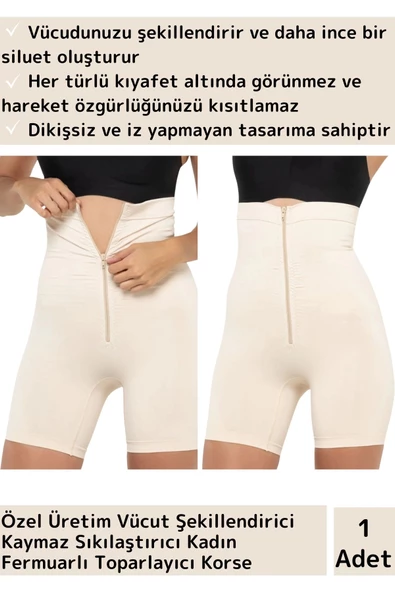 Özel Üretim Vücut Şekillendirici Kaymaz Sıkılaştırıcı Kadın Fermuarlı Toparlayıcı Fermuarlı Korse ürün görseli 1