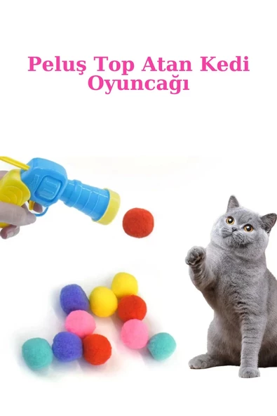Özel Seri Peluş Top Atan İnteraktif Kedi Oyuncağı Stres Atma Tabancası Tabanca+30 Peluş Top ürün görseli 1