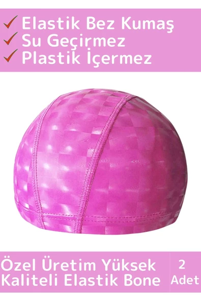 Özel Üretim Su Geçirmez Yüzücü Havuz Deniz Bonesi Elastik Bez Yüzme Şapkası Bone 2 Adet ürün görseli 1