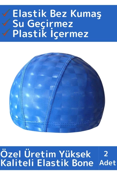 Özel Üretim Su Geçirmez Yüzücü Havuz Deniz Bonesi Elastik Bez Yüzme Şapkası Bone 2 Adet ürün görseli 1
