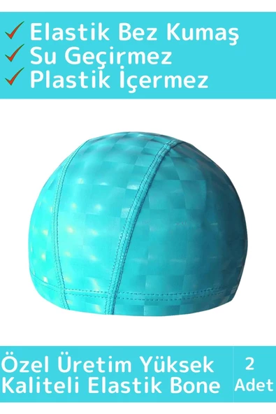 Özel Üretim Su Geçirmez Yüzücü Havuz Deniz Bonesi Elastik Bez Yüzme Şapkası Bone 2 Adet ürün görseli 1