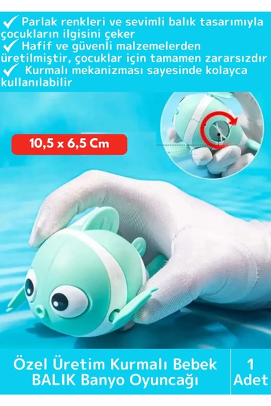 Premium Uzun Ömürlü Hafif Kurmalı Eğlenceli Renkli Yüzen Balık Bebek Çocuk Banyo Su Oyuncağı 1 Adet ürün görseli 1