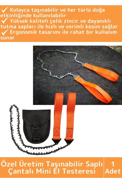 Dayanıklı Hafif Kompakt Saplı Pratik Taşınabilir Çantalı Mini Zincirli Av Doğa Kamp Testere ürün görseli 1