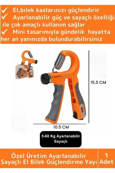 Özel Üretim El Bilek Kol Güçlendirici Kas Yapma Ayarlanabilir Sayaçlı Bilek Güçlendirme Yayı 5-60 Kg ürün görseli 1